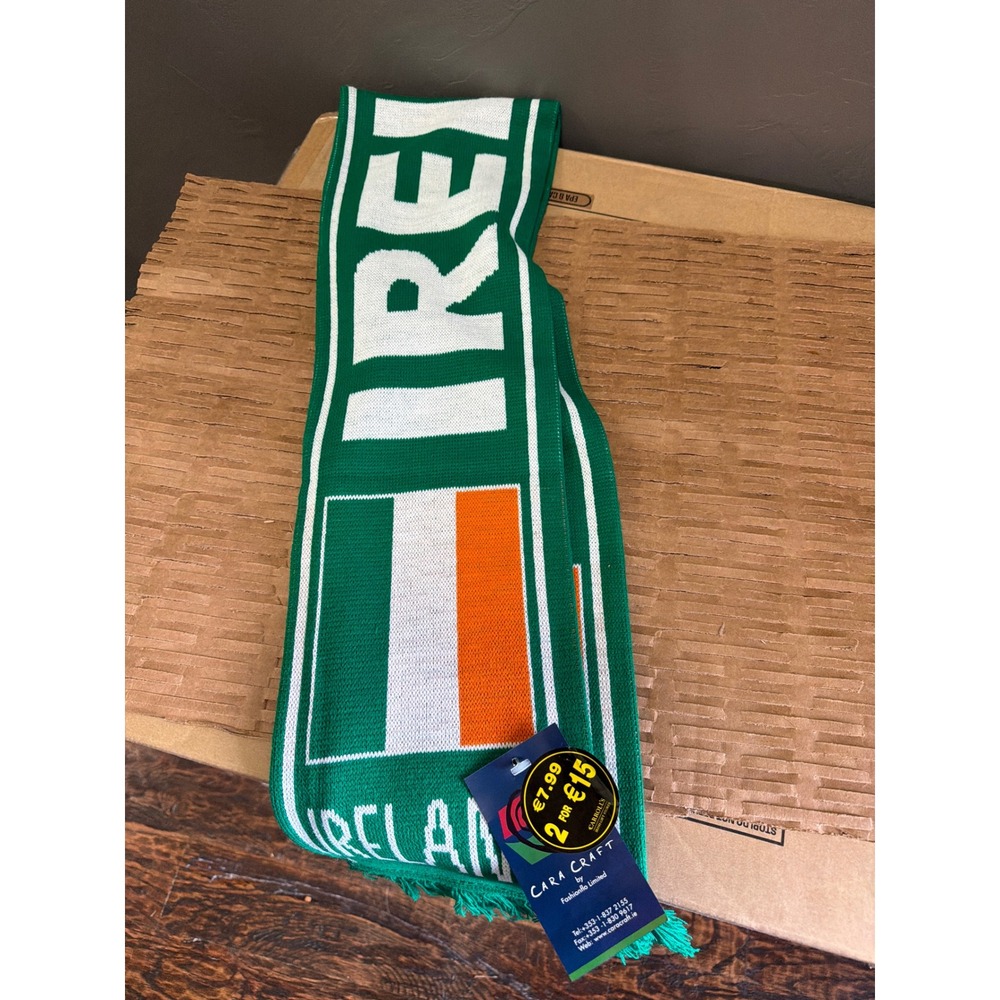 Cara Craft Ireland Flag Knit Scarf Green White Orange Fringed Souvenir C2SC072